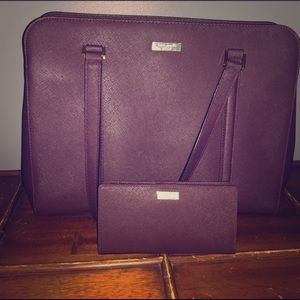Kate Spade Burgundy tote and wallet